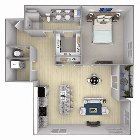 Floor plan for 1 bed, 1 bath, 1125 sqft